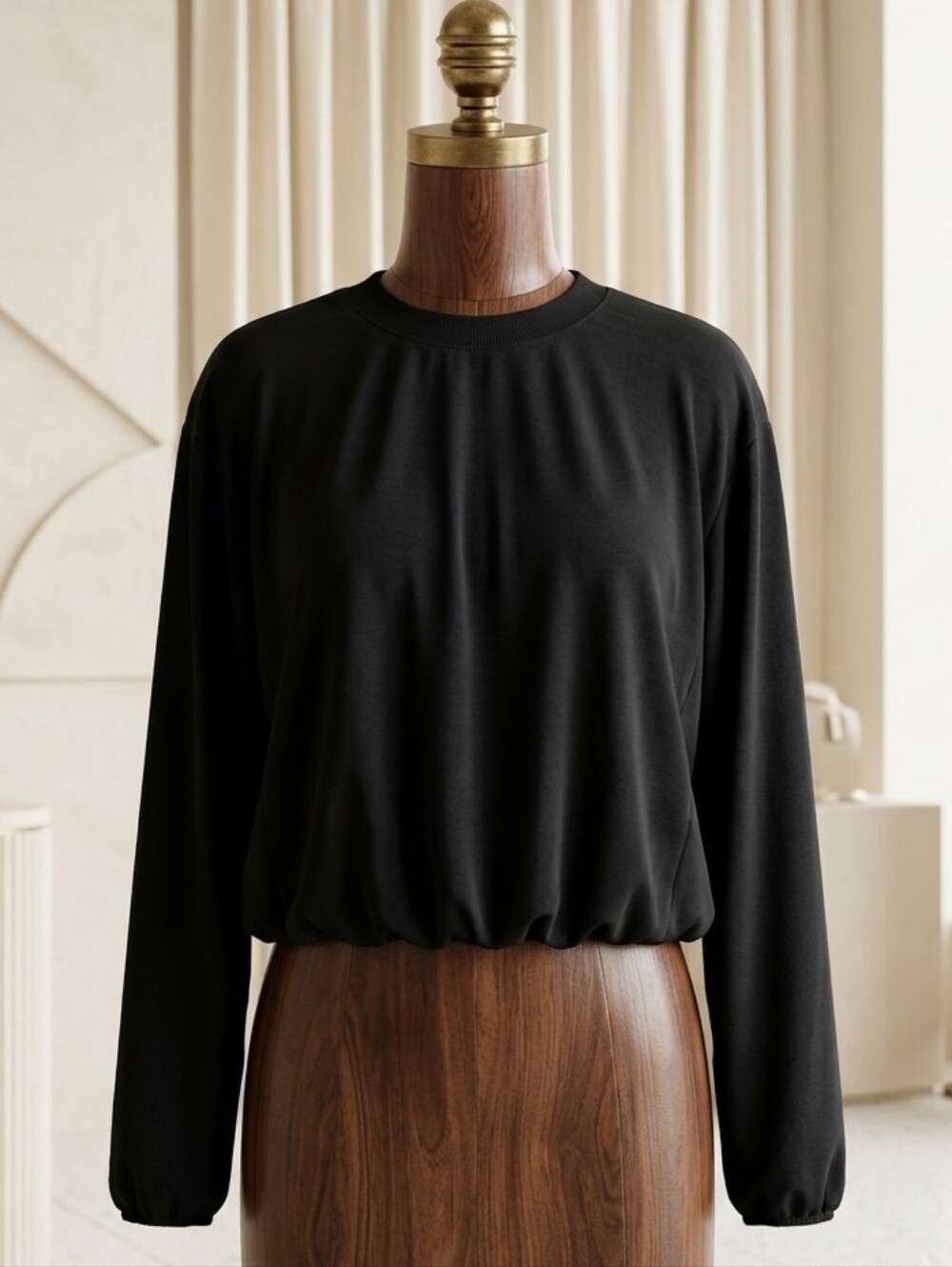 Democracy Black Cropped Balloon Sleeve Blouse – PXS